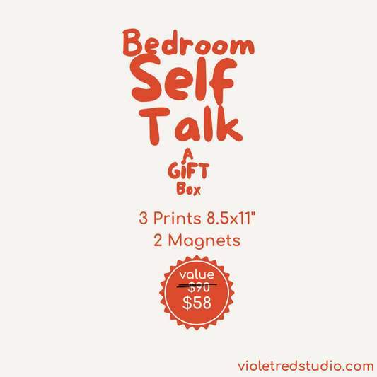 Inspirational Art Gift Box – 3 Motivational Prints + 2 Magnets | Bedroom Self-Talk Kit | Empowering Wall Decor for Teens & Women