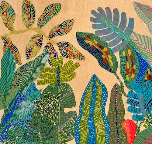 “Tropical Language” – Original Mixed Media Painting on Wood Panel (12x12)