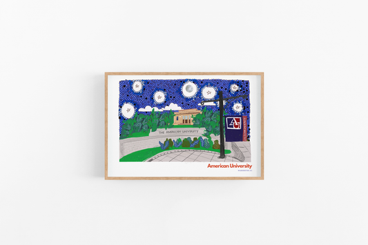 American University Print, Washington DC Skyline, College Friend Gift, AU Gift