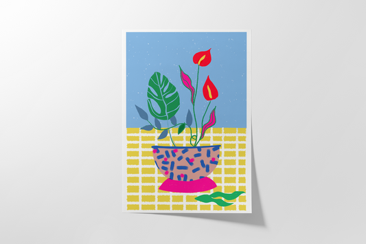 Pastel Art, Flower Wall Art, Retro Art Print, Trendy Decor, Dorm Room Wall Art - VIOLETREDSTUDIO