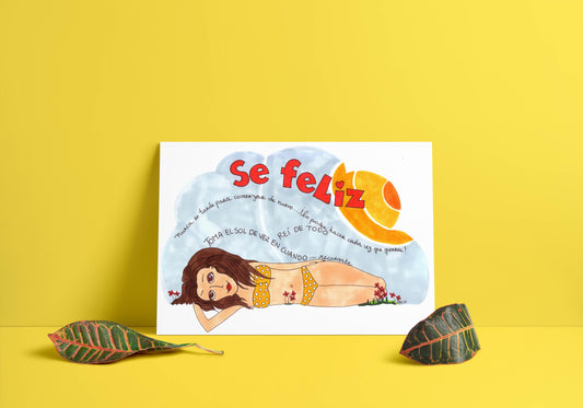 Se Feliz Be Happy Spanish art print playful Spanish quote wall décor Violet Red Studio