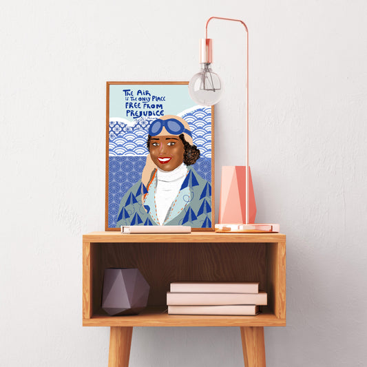 Bessie Coleman Art Print – Aviation Pioneer Wall Art, Black History Trailblazer Portrait, Inspirational Female Pilot Decor