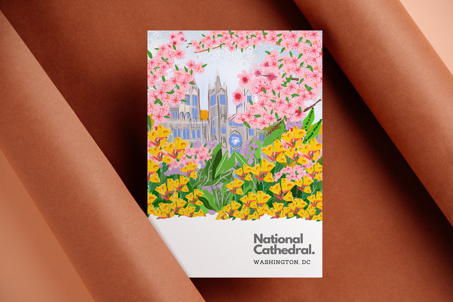 Venue Illustration The National Cathedral of Washington DC Art Print, Cubicle Decor, Travel Prints