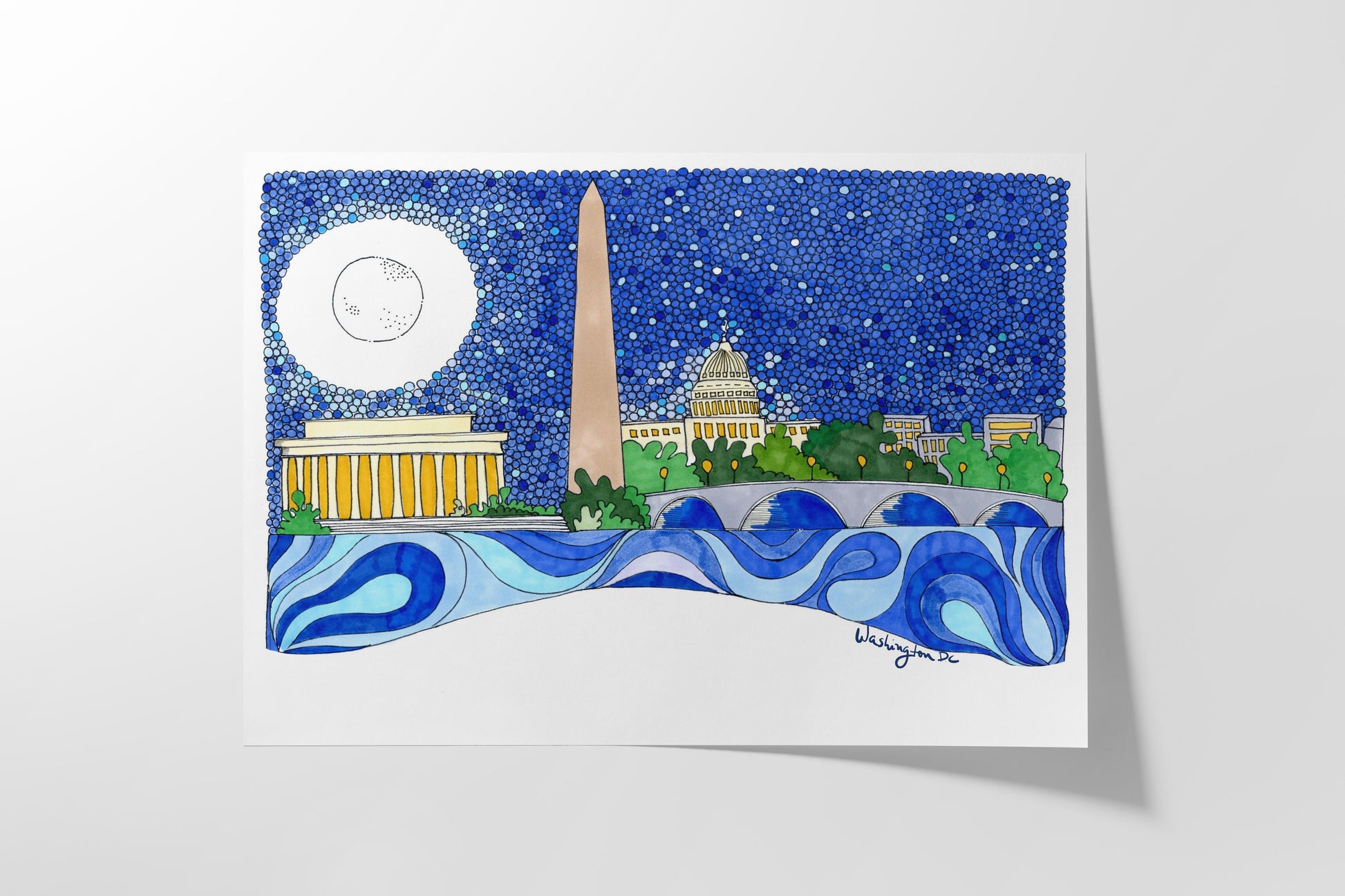 Washington DC Art Print - Kennedy Center View, Ideal for Cubicle Decor & Office Wall Art - VIOLETREDSTUDIO