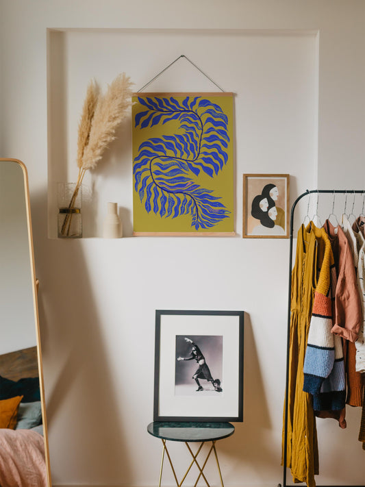 Vibrant Green & Blue Abstract Botanical Print: Modern Tropical Wall Art for Dorm, Bedroom, Office - VIOLETREDSTUDIO