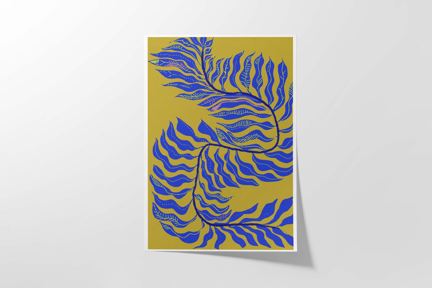 Vibrant Green & Blue Abstract Botanical Print: Modern Tropical Wall Art for Dorm, Bedroom, Office