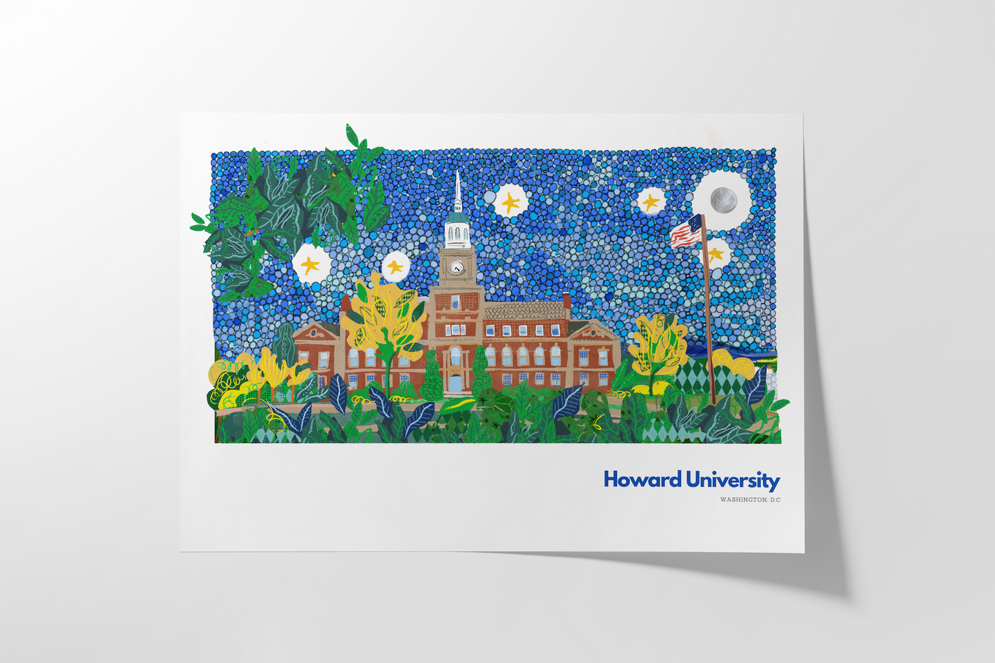 Howard University Washington DC Skyline Art Print - College Friend Gift, Dorm Wall Decor, Travel Poster