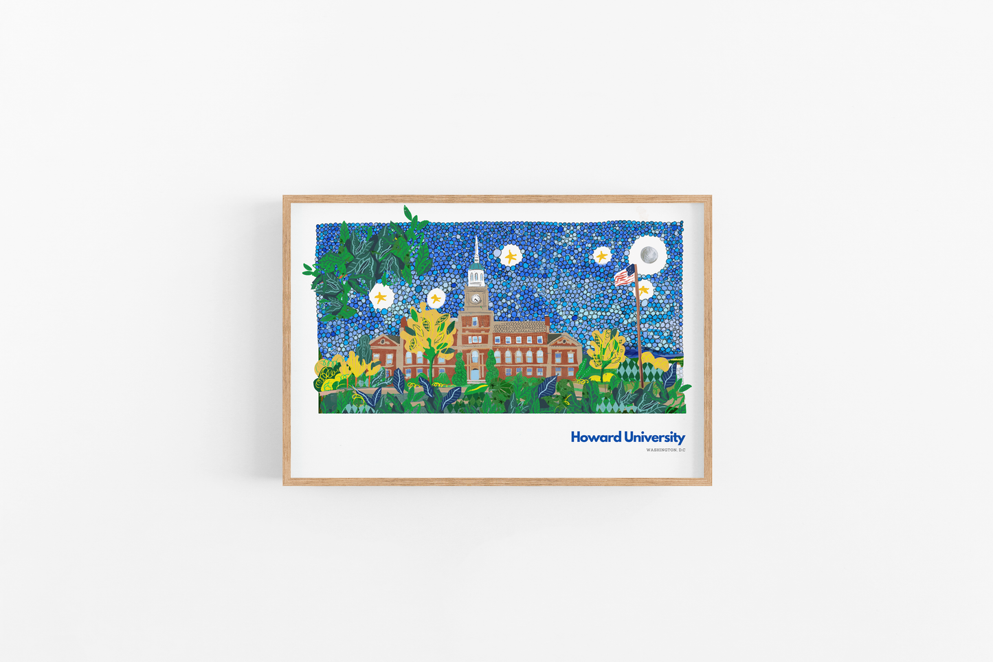 Howard University Washington DC Skyline Art Print - College Friend Gift, Dorm Wall Decor, Travel Poster