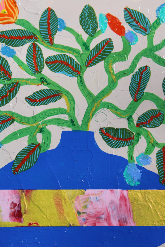 Flowers in Vase #2 - 9x9" Wood on Panel