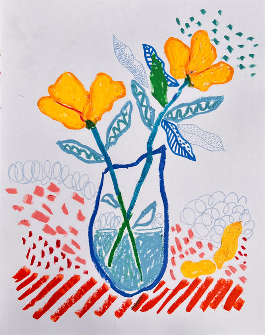 Golden Petals – Original Mixed Media Flower Artwork