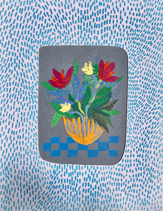 One-of-a-Kind Original Flower Art – Set of 2 Mixed Media on Paper