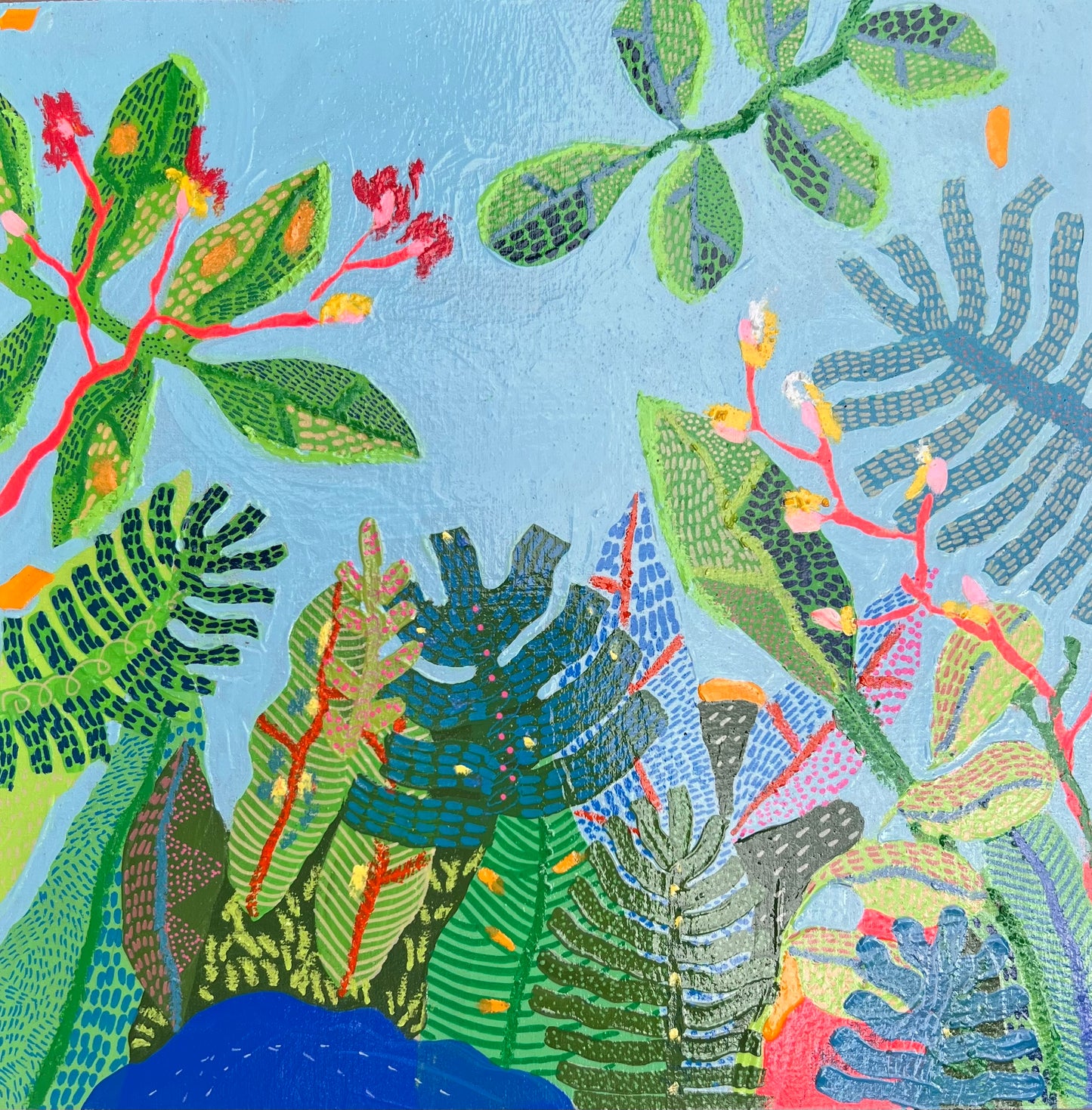 Canopy Glow – Original Mixed Media on Wood Panel (12x12)