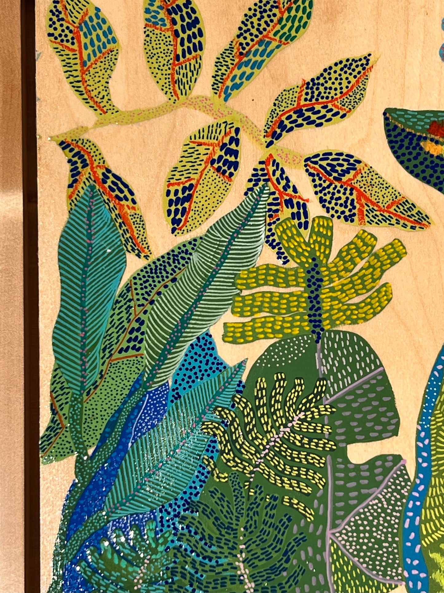 “Tropical Language” – Original Mixed Media Painting on Wood Panel (12x12)