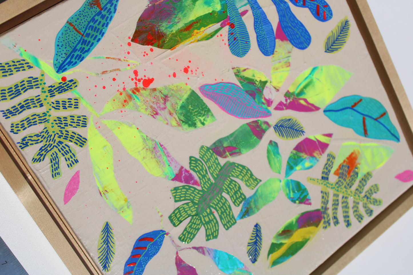“Neon Tropics” – Original Mixed Media Painting on Canvas (12x12)