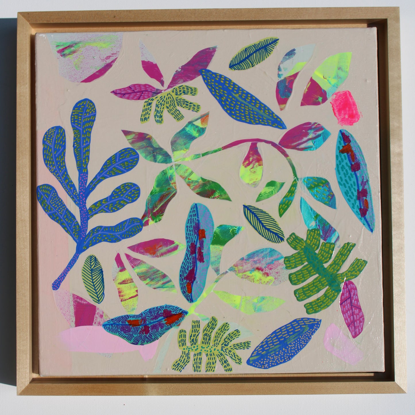 “Electric Garden” – Original Mixed Media Painting on Canvas (12x12)