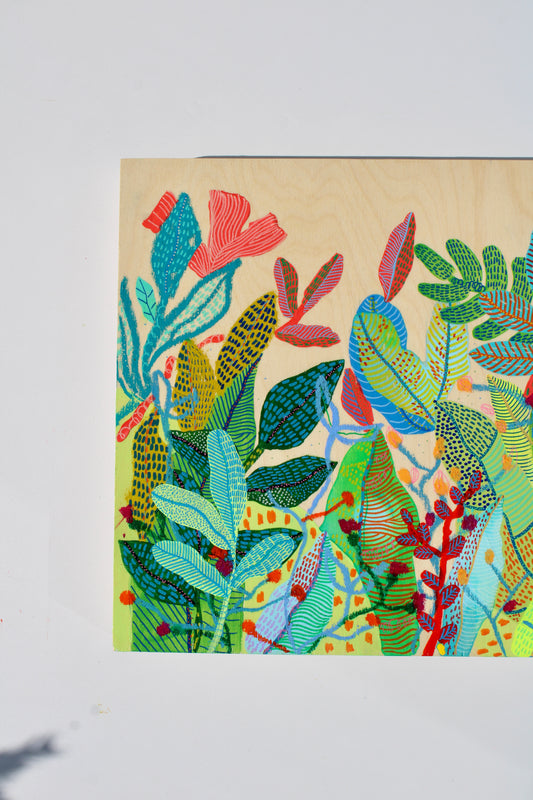 Sunlit Canopy | 12x12 Original Painting on Wood Panel | Mixed Media