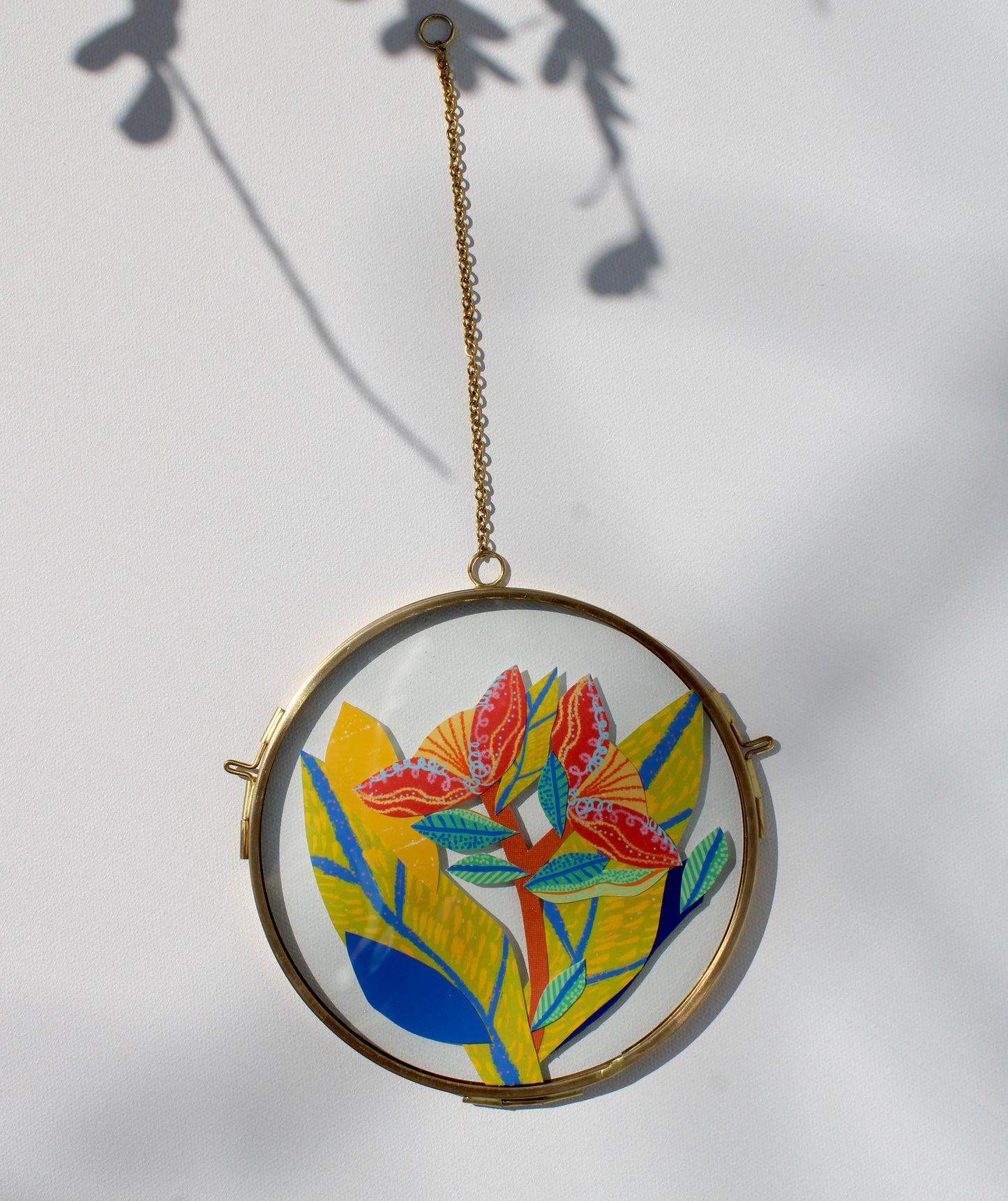 The Flower of Turning Tides | Collage on Glass Frame | Handmade | Original Art, 5" Doble Dancer #3