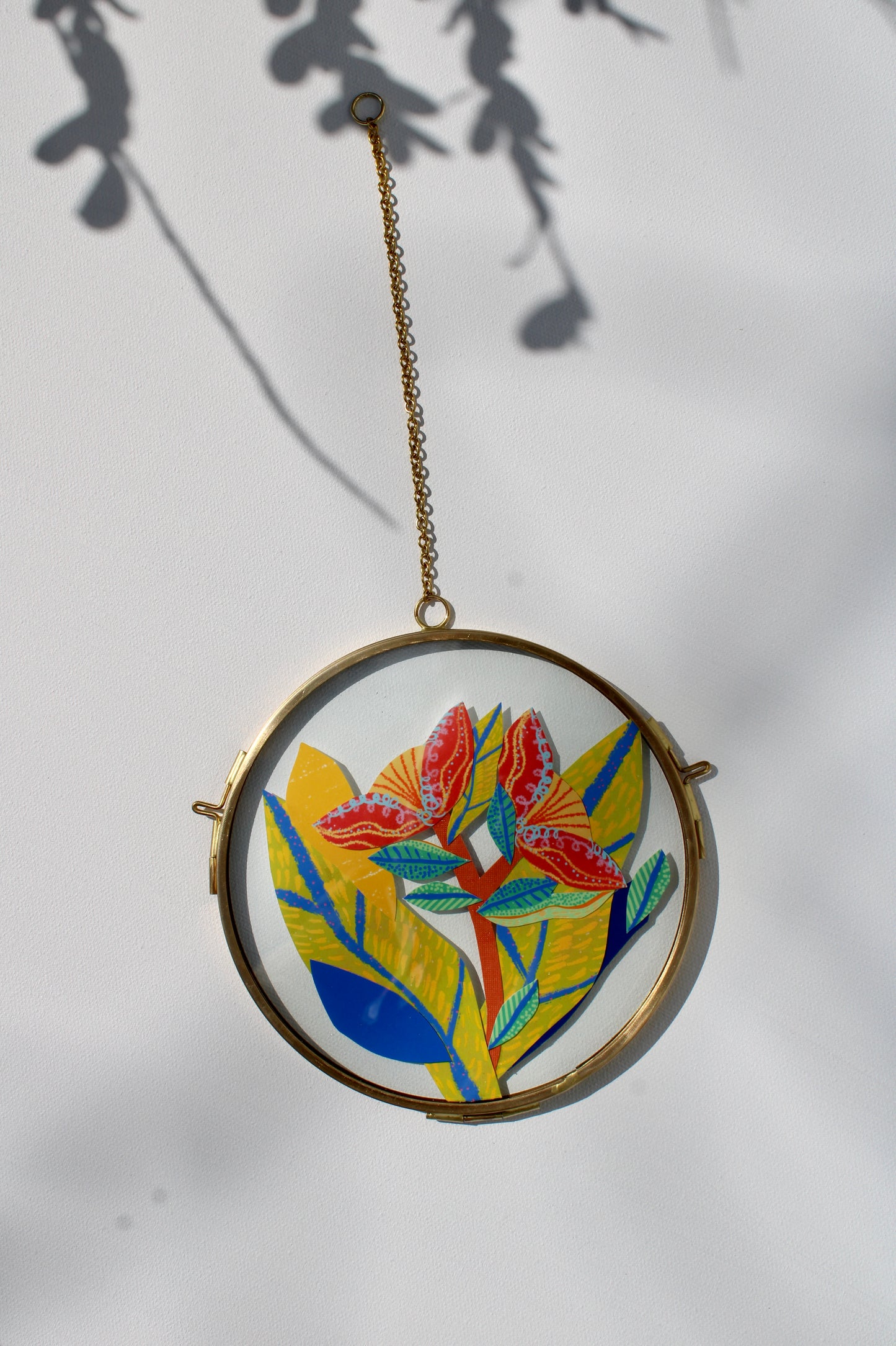 The Flower of Turning Tides | Collage on Glass Frame | Handmade | Original Art, 5" Doble Dancer #3