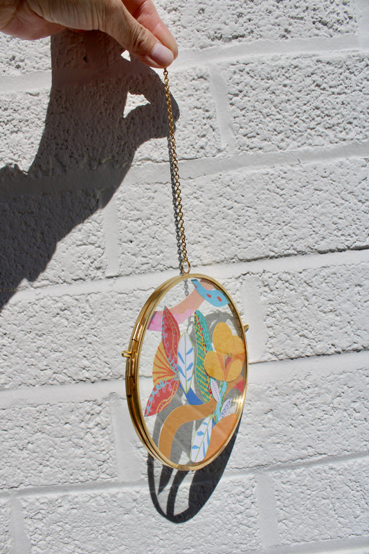 The Illusionist | Flower Art |Collage on Glass Frame | Handmade | Original Art |Yellow #9