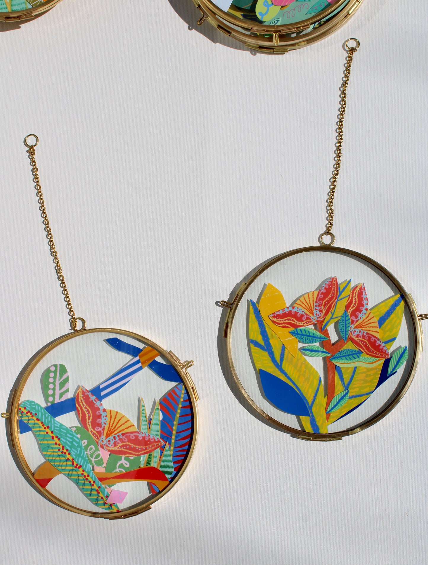 Stargazer | In Bloom | Collage on Glass Frame | Handmade | Original Art, 5", Flower Art