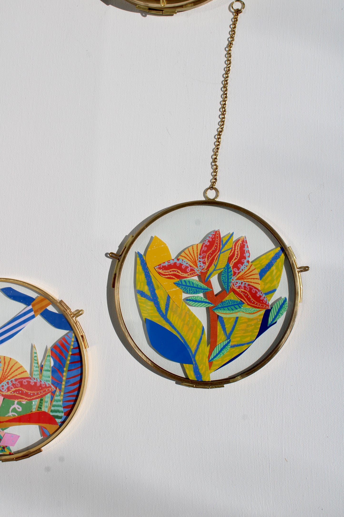 The Flower of Turning Tides | Collage on Glass Frame | Handmade | Original Art, 5" Doble Dancer #3
