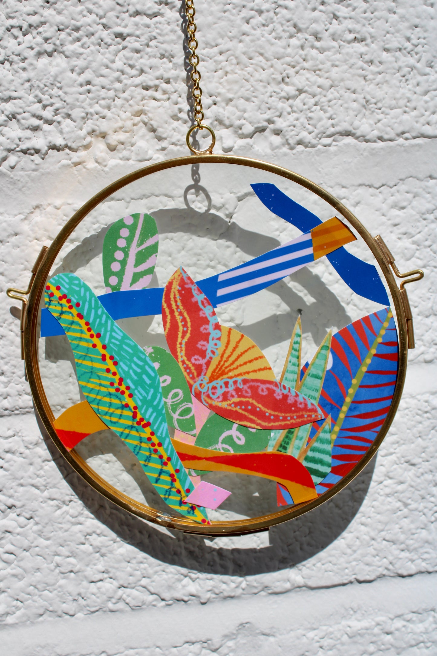 Stargazer | In Bloom | Collage on Glass Frame | Handmade | Original Art, 5", Flower Art