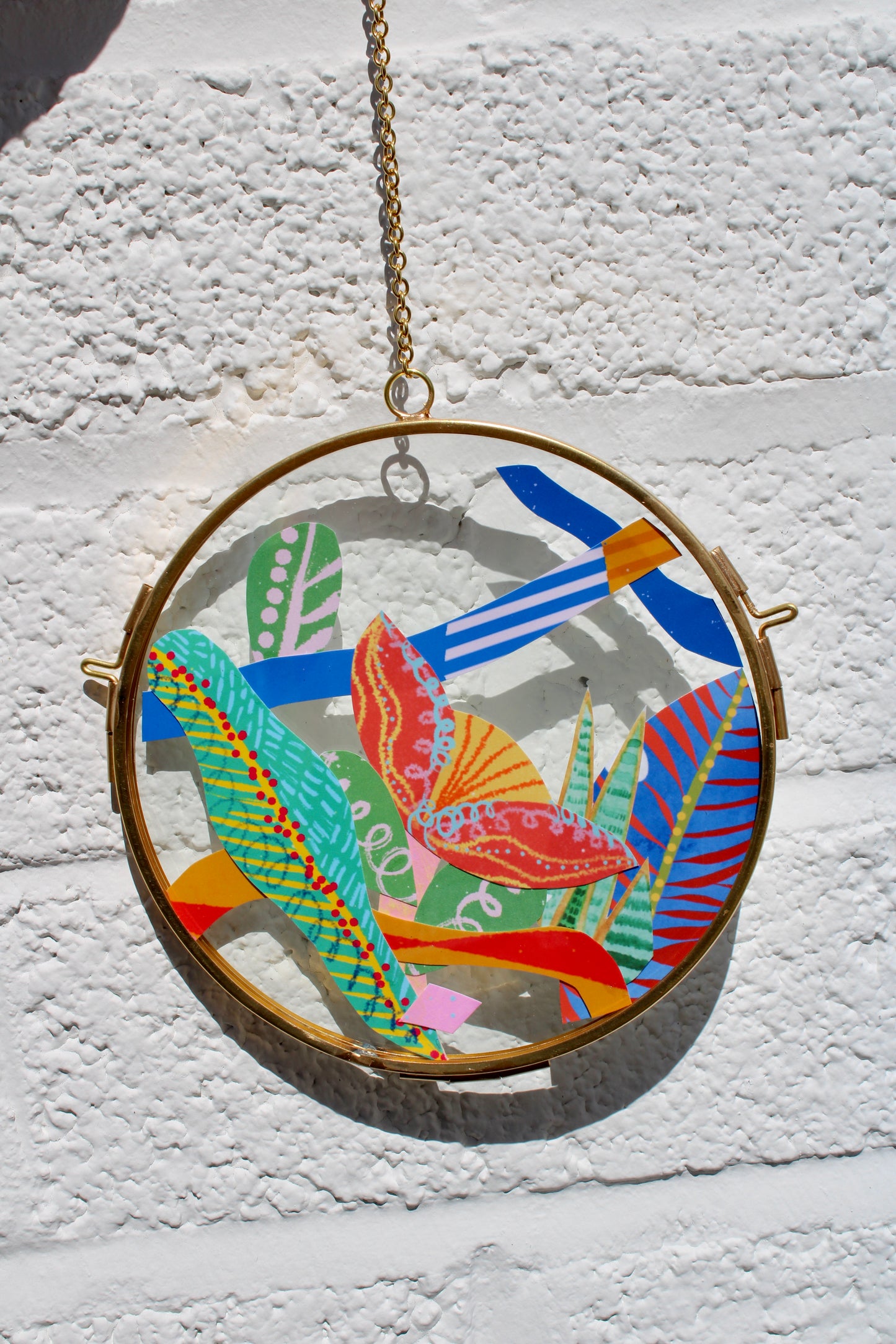 Stargazer | In Bloom | Collage on Glass Frame | Handmade | Original Art, 5", Flower Art