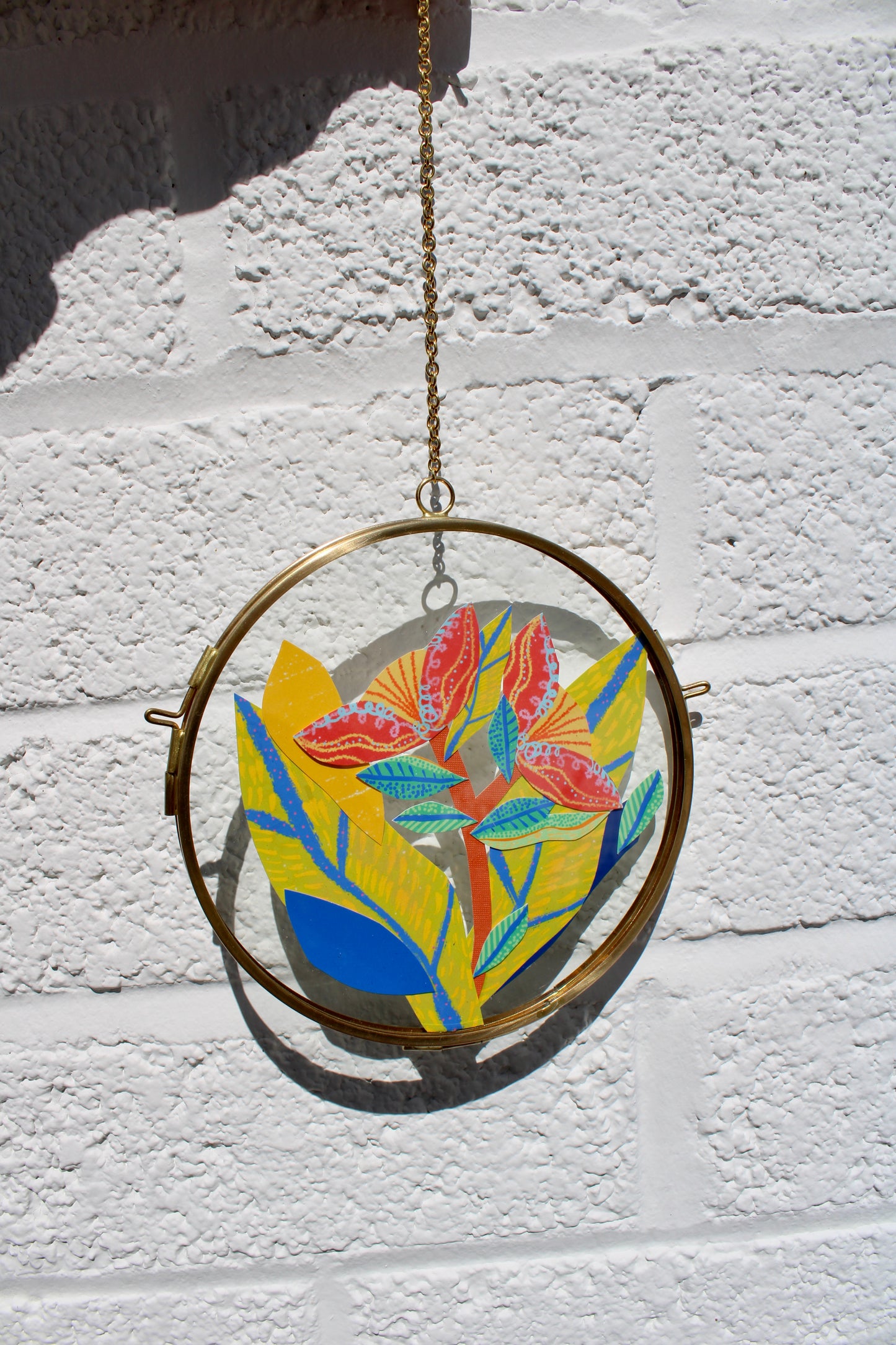 The Flower of Turning Tides | Collage on Glass Frame | Handmade | Original Art, 5" Doble Dancer #3