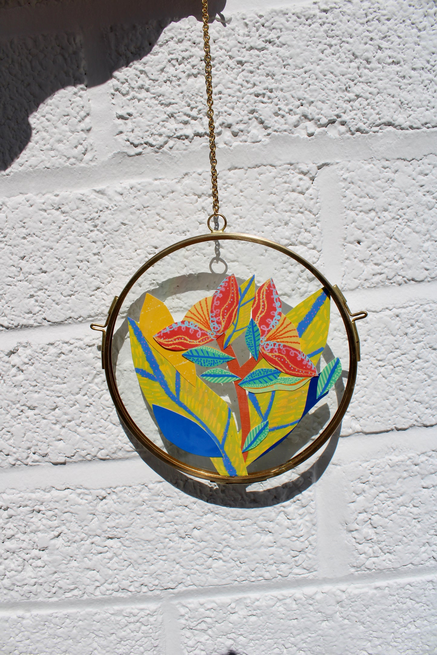 The Flower of Turning Tides | Collage on Glass Frame | Handmade | Original Art, 5" Doble Dancer #3