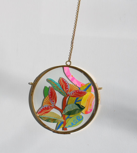 Eclipse Flower | In Bloom #3 | Maximalist Flower Art | Mother's Day Gift | Collage on Glass Frame, Original Art