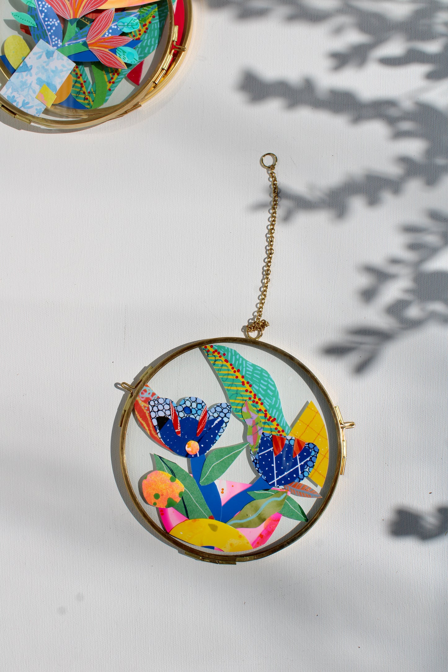 Cosmic Blue #1 | Collage on Glass Frame | Handmade | Original Art, 5", New Home Gift