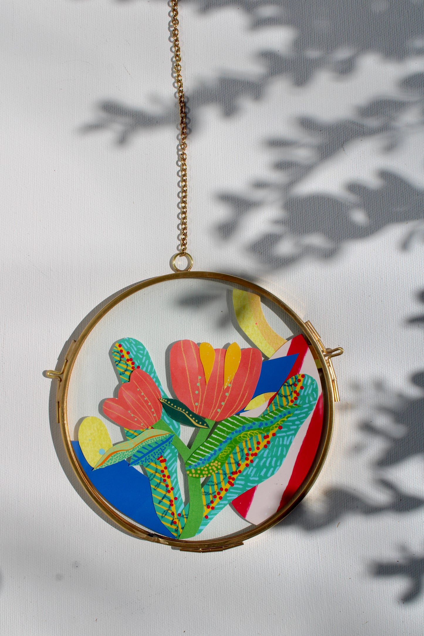 Firecracker | In Bloom | Collage on Glass Frame | Handmade | Original Art, 5", Pink #3l Art | Doble Dancer #6 (Copy)