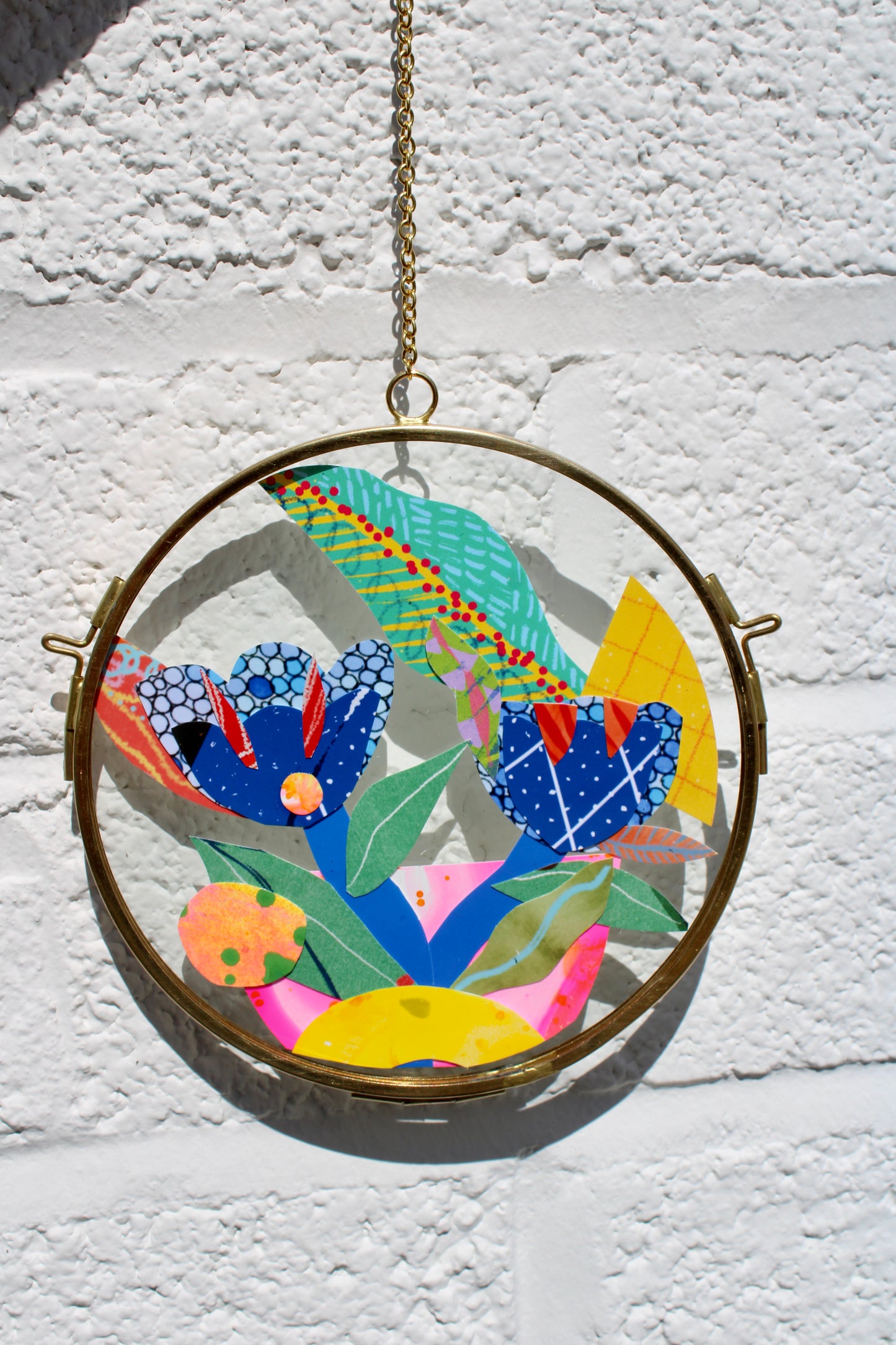 Cosmic Blue #1 | Collage on Glass Frame | Handmade | Original Art, 5", New Home Gift