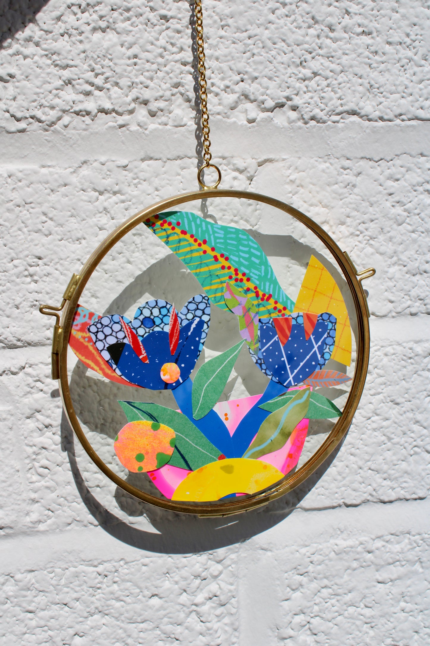 Cosmic Blue #1 | Collage on Glass Frame | Handmade | Original Art, 5", New Home Gift