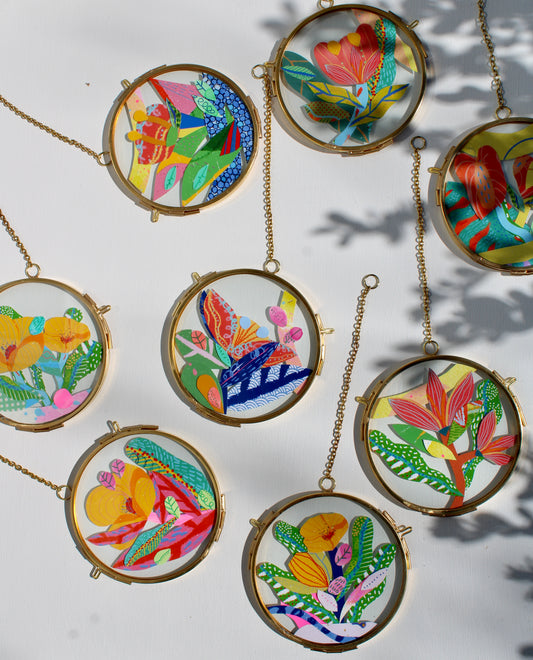 Maximal Flower Art | Collage on Glass Frame | Handmade | New Home Gift | Doble Dancer #2Art | Doble Dancer #6