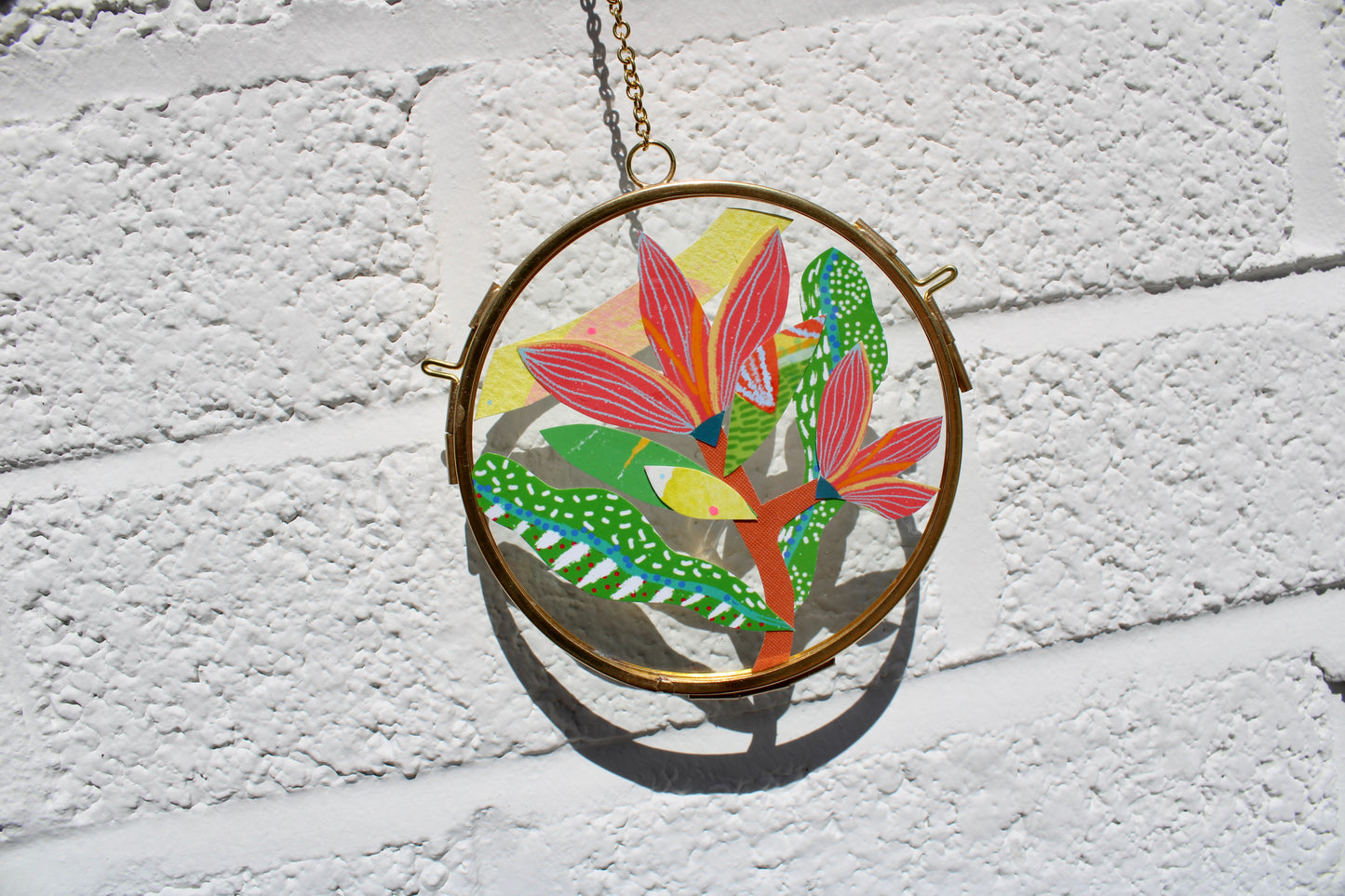 The Knowledge Flower | Maximal Flower Art | Collage on Glass Frame | Handmade | Original Art | Doble Dancer #6
