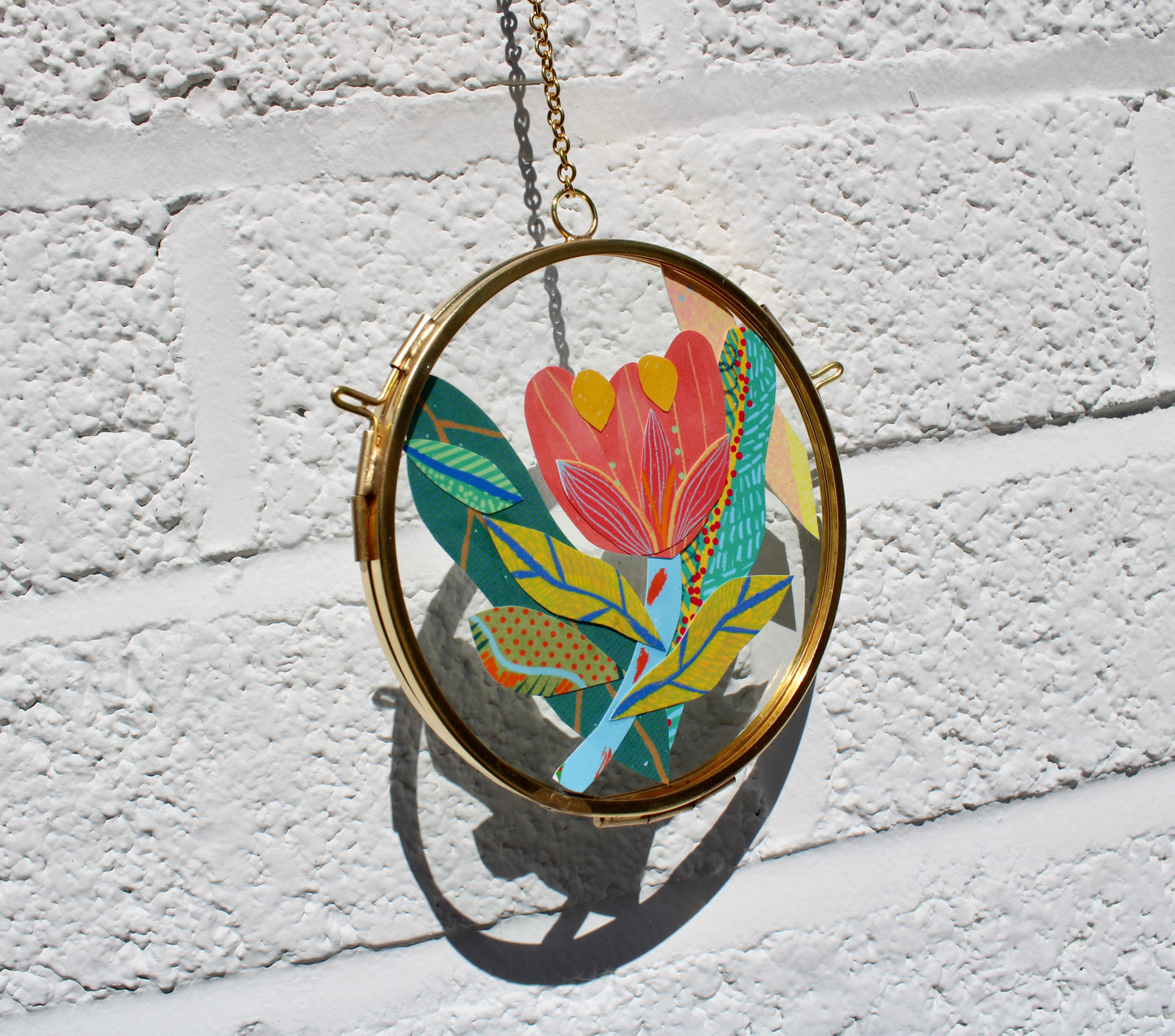 Everwild Bloom | In Bloom | Collage on Glass Frame | Handmade | Original Art | Pink #6