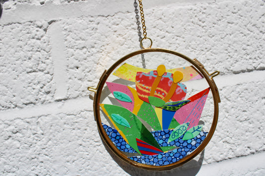 Ethereal Bloom | Flower Art | Collage on Glass Frame | Handmade | Original Art | Tiny Dancer #12