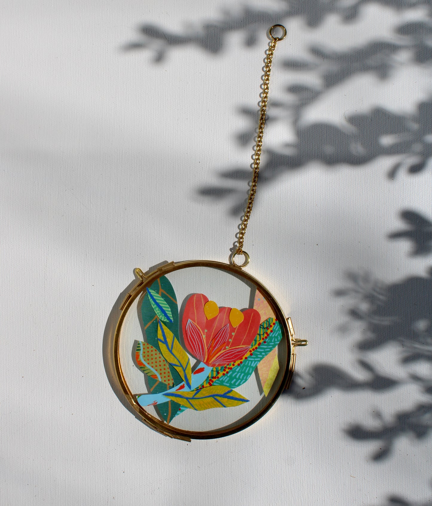 Everwild Bloom | In Bloom | Collage on Glass Frame | Handmade | Original Art | Pink #6