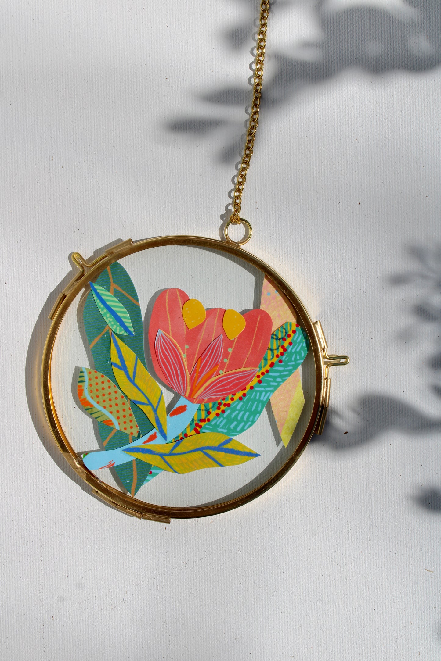 Everwild Bloom | In Bloom | Collage on Glass Frame | Handmade | Original Art | Pink #6
