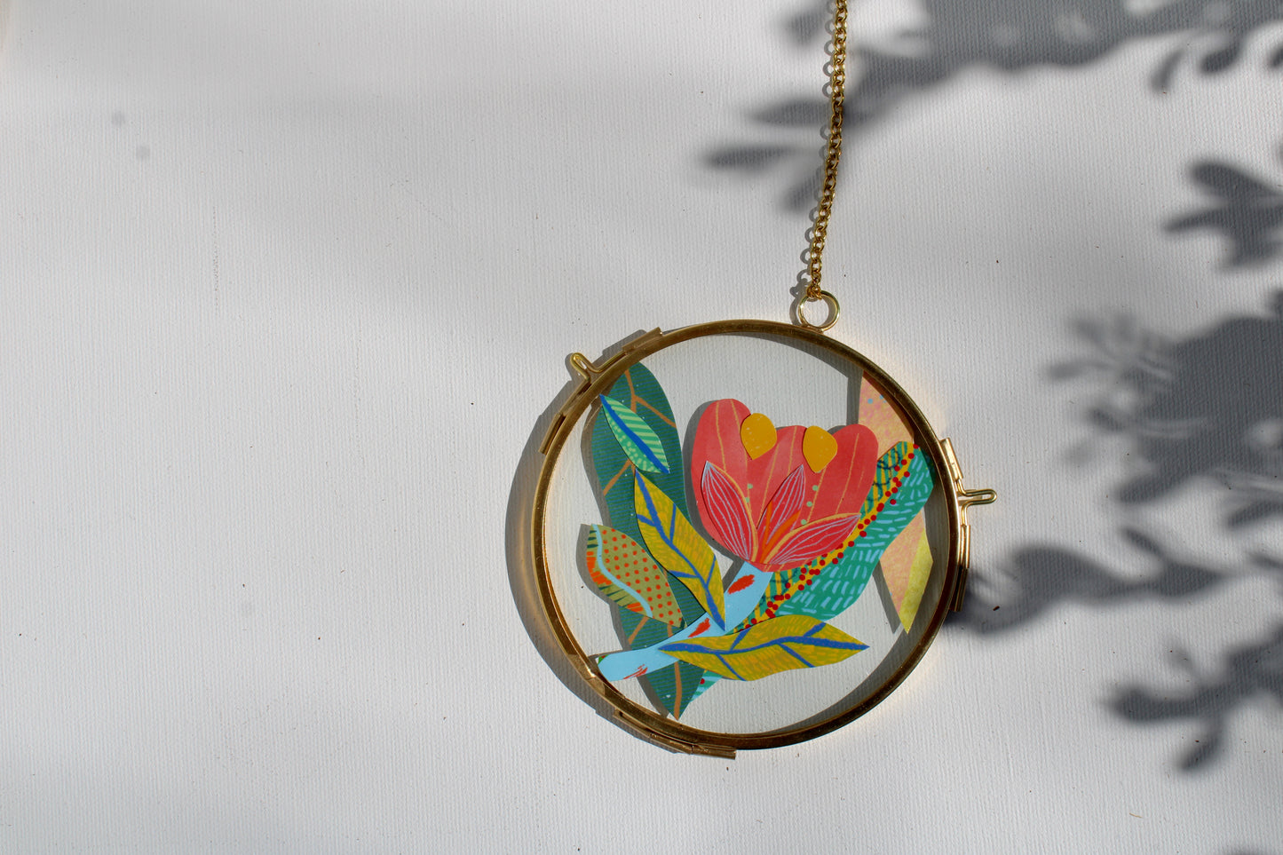 Everwild Bloom | In Bloom | Collage on Glass Frame | Handmade | Original Art | Pink #6
