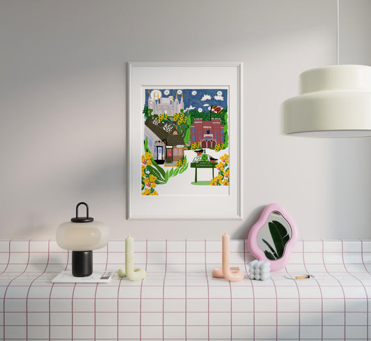 Kensington Maryland Art Print, Cubicle Decor, Venue illustration