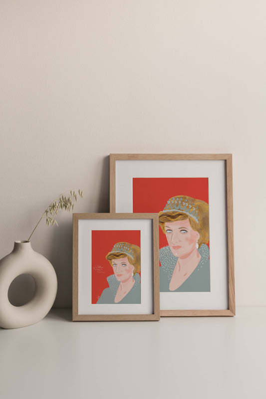 Princess Diana Art Print – Iconic Royal Portrait, Inspirational Humanitarian Wall Art, Feminist & Compassionate Leader Decor - VIOLETREDSTUDIO