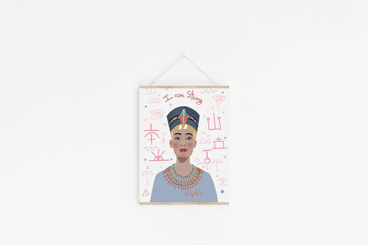 Queen Nefertiti Art Print- Ancient Egyptian Wall Art, Feminine Power Home Decor, Regal History Portrait - VIOLETREDSTUDIO