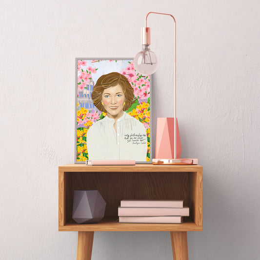 Rosalynn Carter Portrait Print – Illustrated First Lady Wall Art, Feminist Political Decor, Inspirational History Giftal Feminist Gift