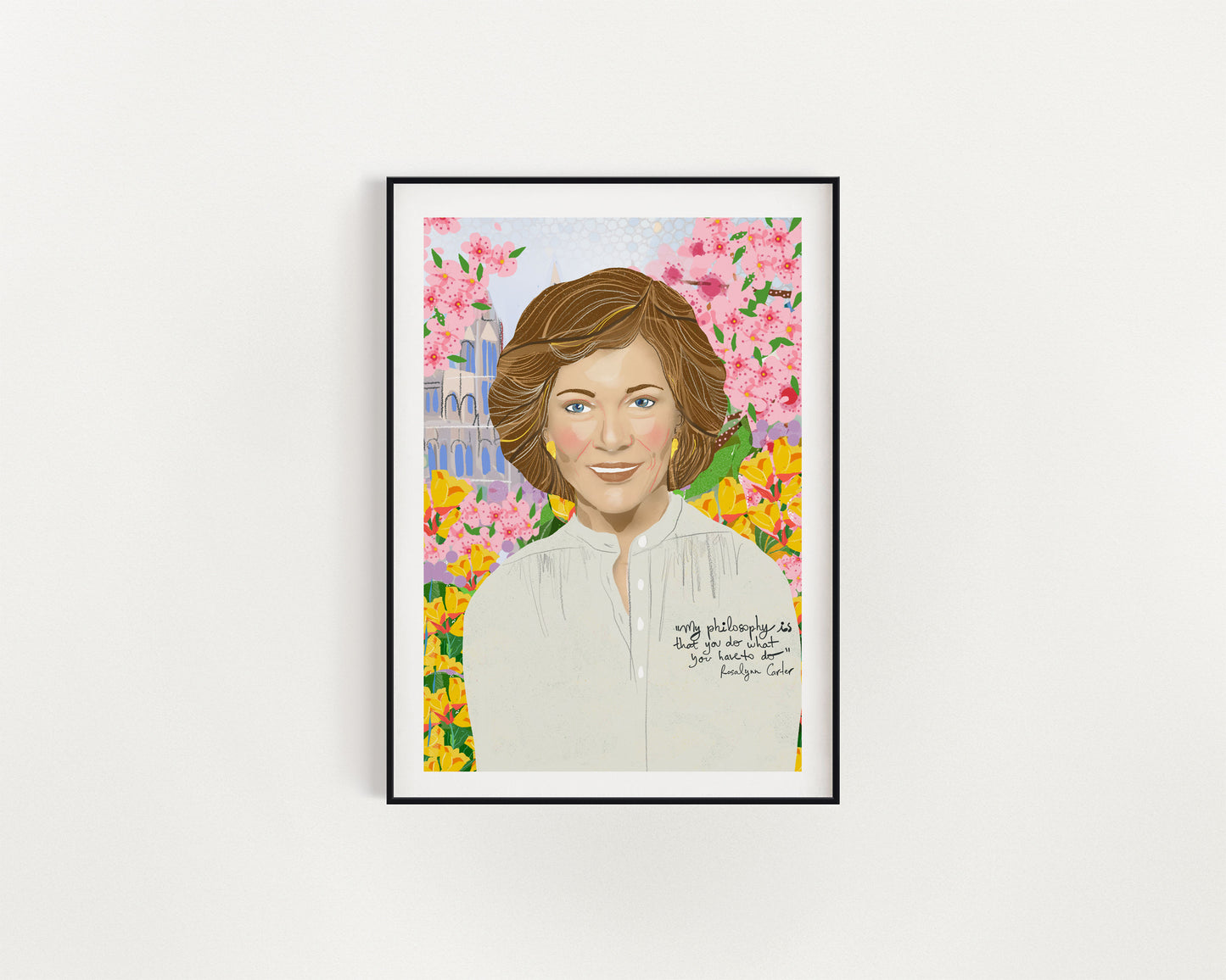 Rosalynn Carter Portrait Print – Illustrated First Lady Wall Art, Feminist Political Decor, Inspirational History Giftal Feminist Gift (Copy)
