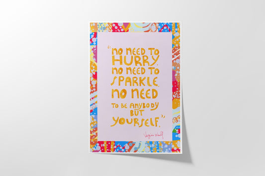 Virginia Woolf Inspirational Quote Print – Be Yourself Wall Art