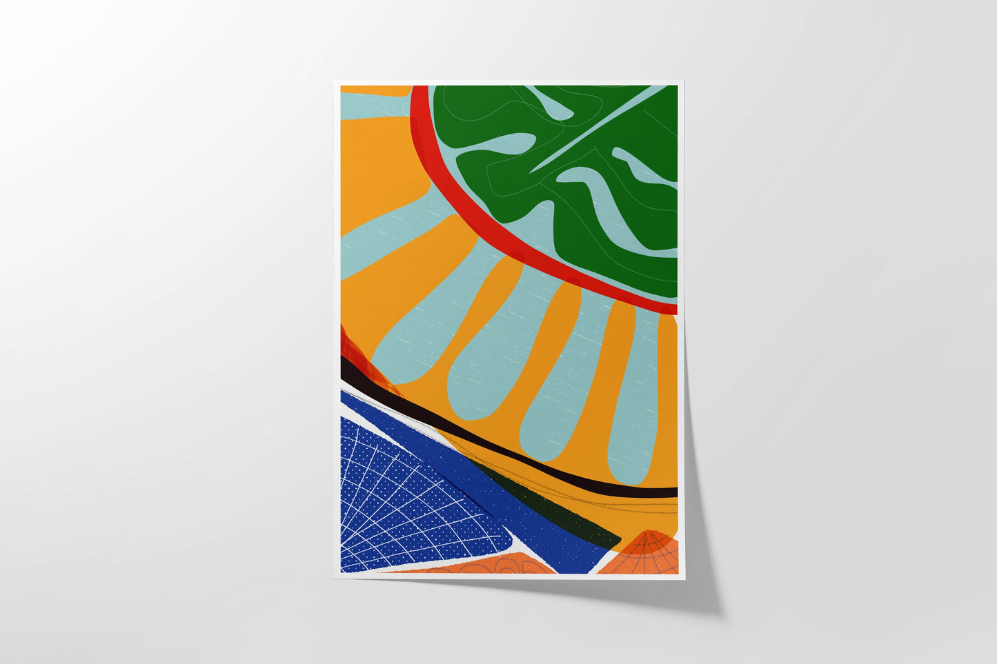 Serene Green Floral Abstract Garden Print: Nature-Inspired Modern Wall Art for Living Room Decor