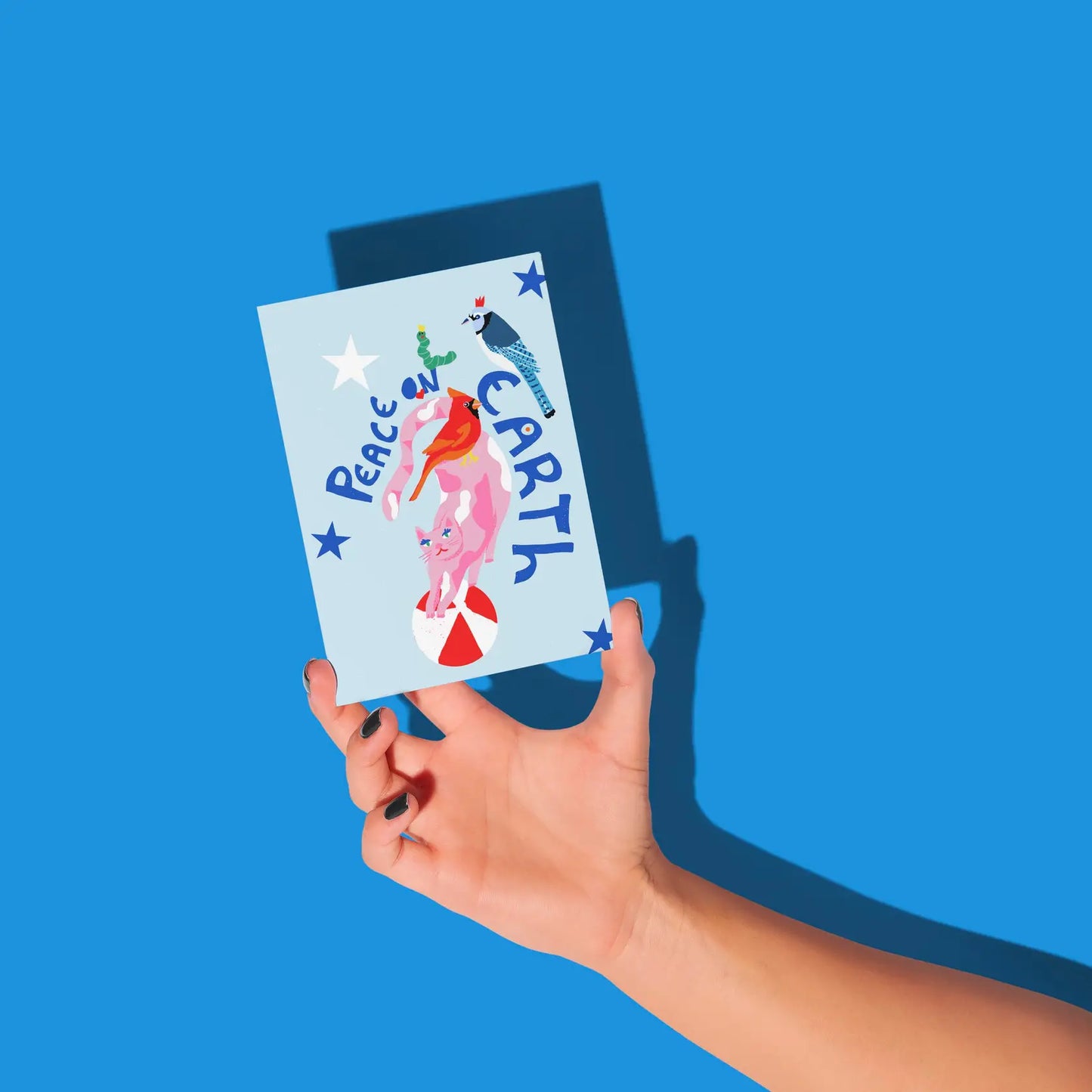 Peace on earth, fun cat greeting card