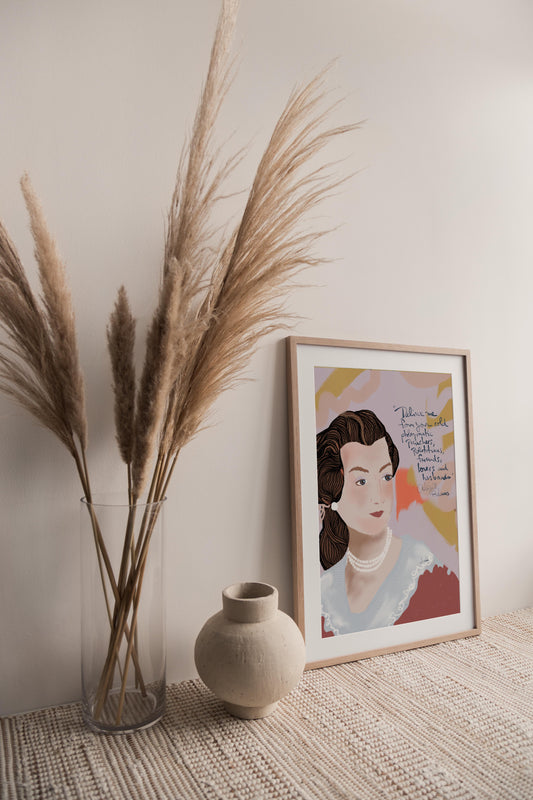 Abigail Adams Wall Art Print: Feminist Icon Portrait for Office Cubicle Decor & Political Gifts - VIOLETREDSTUDIO